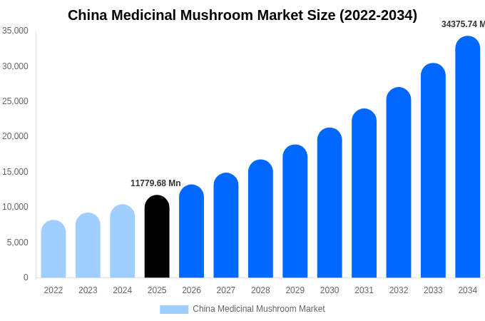 China Medicinal Mushroom Market Size & Share Report By 2034