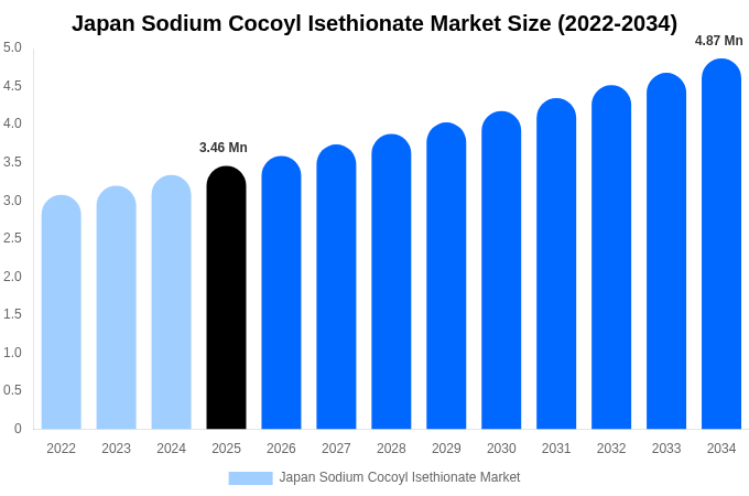 日本 ココイルイセチオン酸ナトリウム市場 市場規模・シェア・トレンドレポート 2034年まで