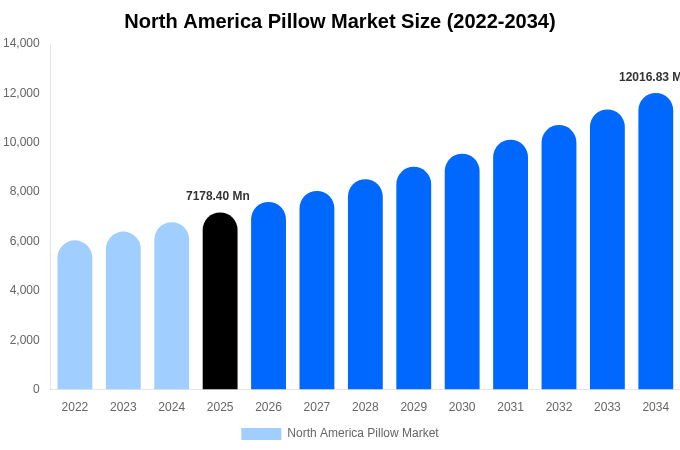 North America Pillow Market Size, Share & Growth Analysis By [2034]